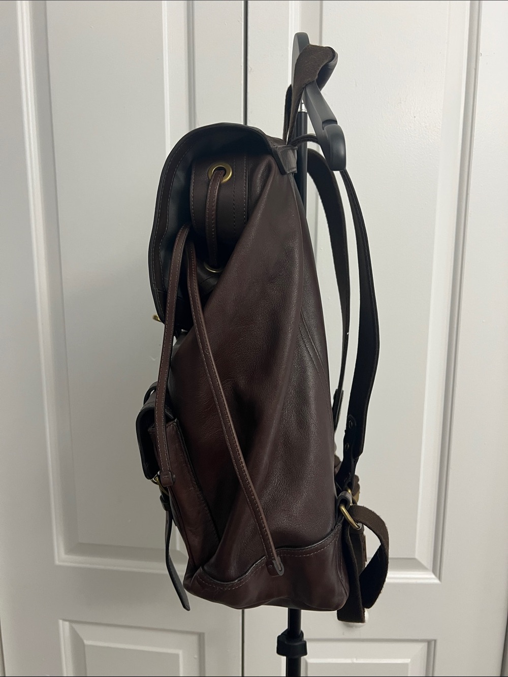 Coach Dark Brown Leather Buckle Backpack with Brass Hardware - Picture 8 of 17